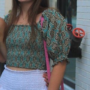 Zara Floral Scrunch Top